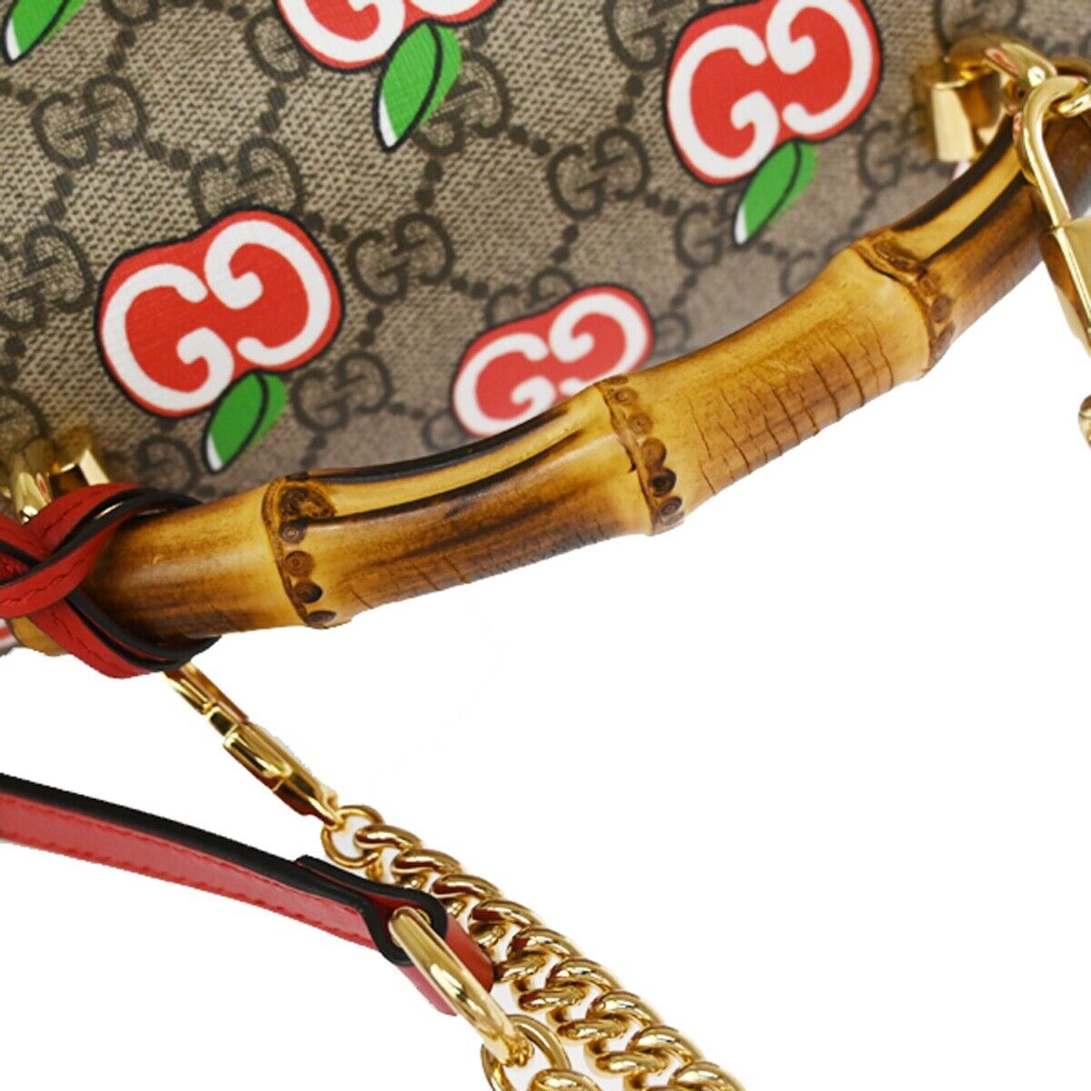 Gucci Women's Bamboo Leather Shoulder Bag with Gold Hardware in Multicolour