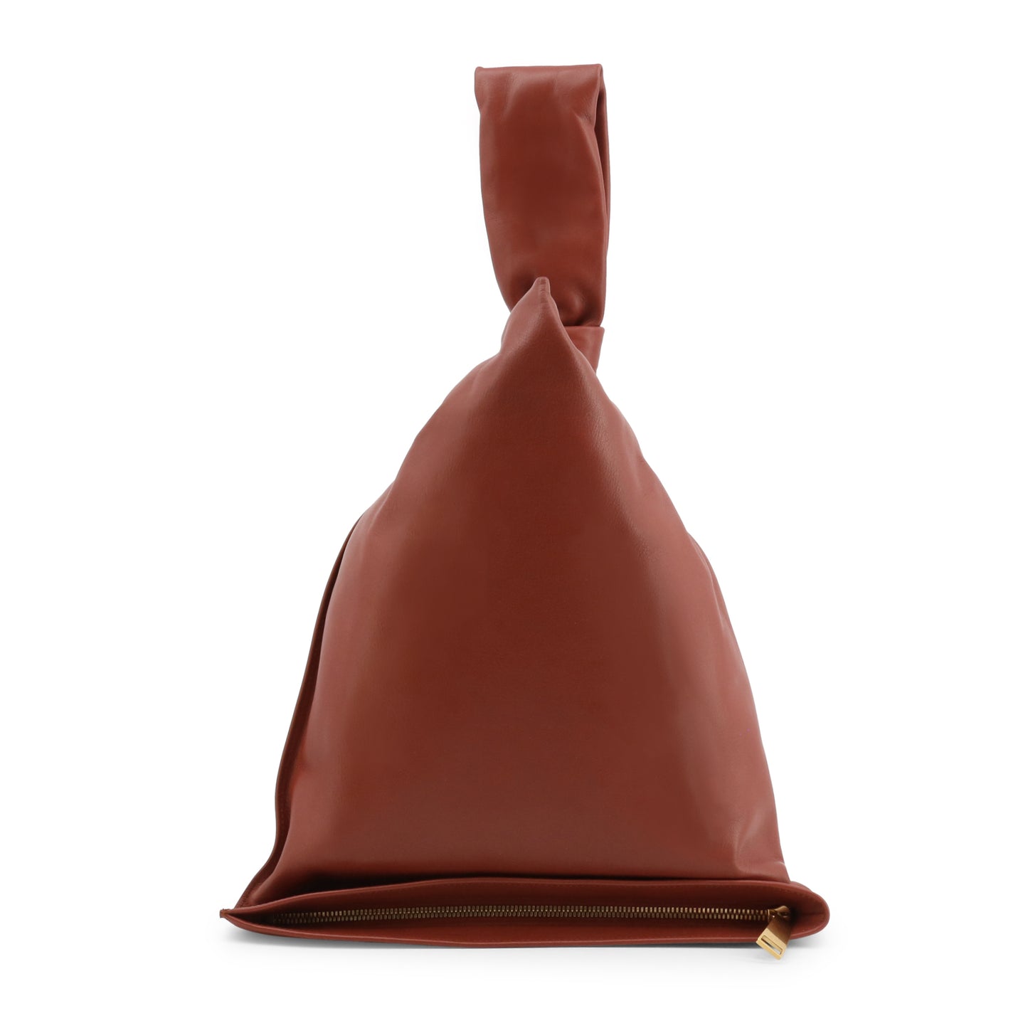 Bottega Veneta Women's Leather Handbag with Zip Closure and Pack Handle in Brown