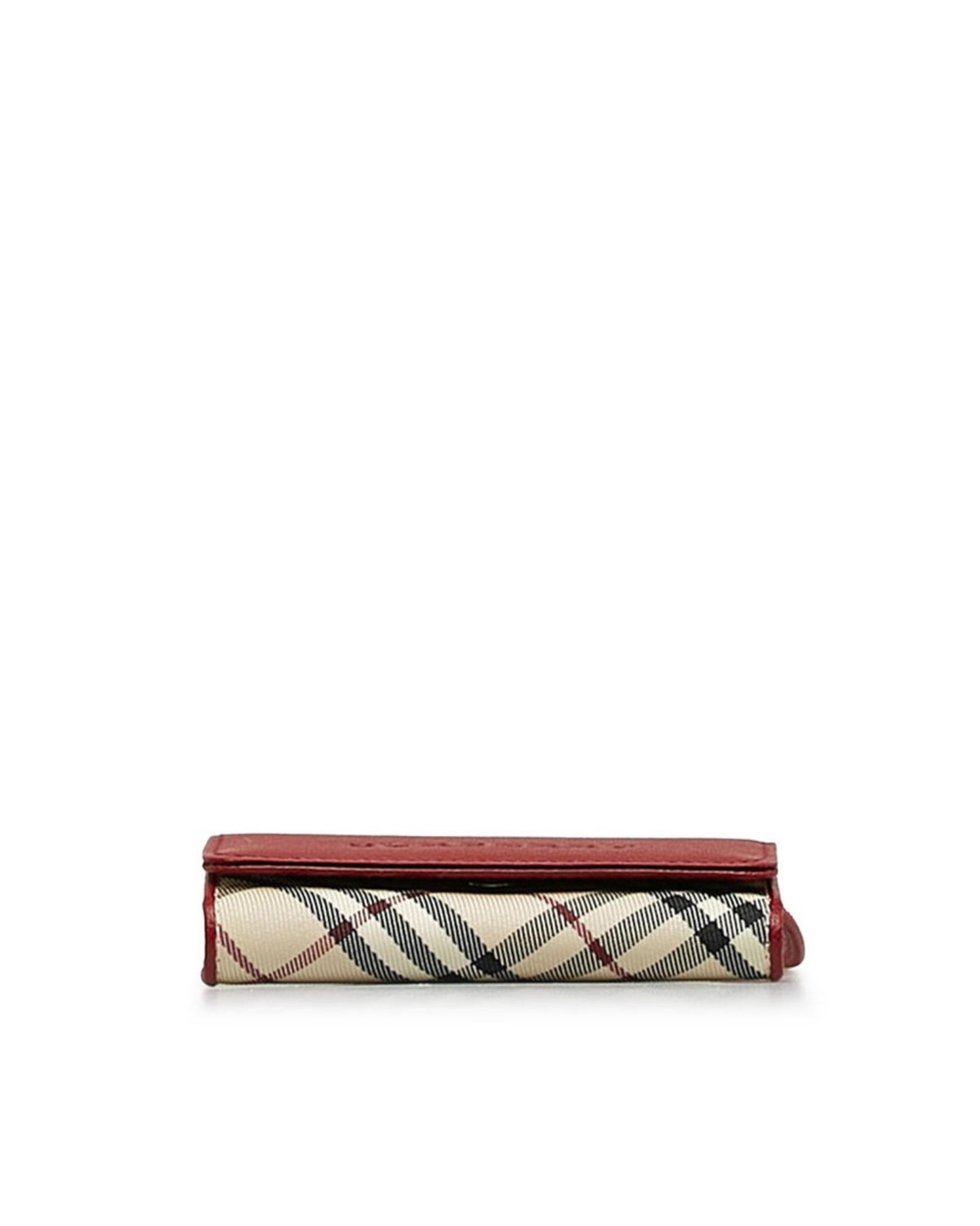 Burberry Women's Check Leather Key Case Wallet in Red