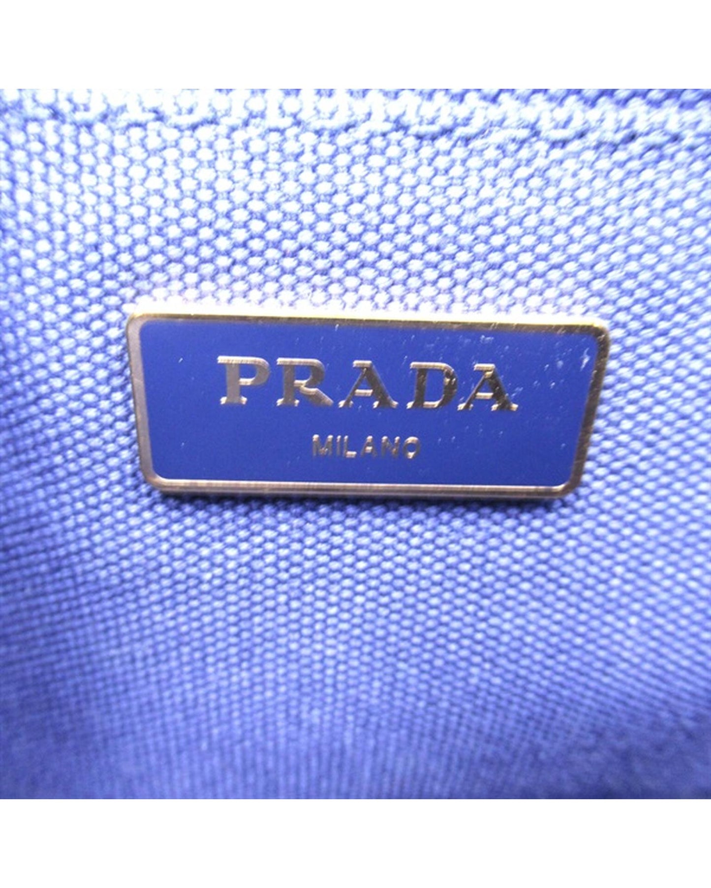 Prada Women's Blue Canvas Logo Tote Bag in Blue