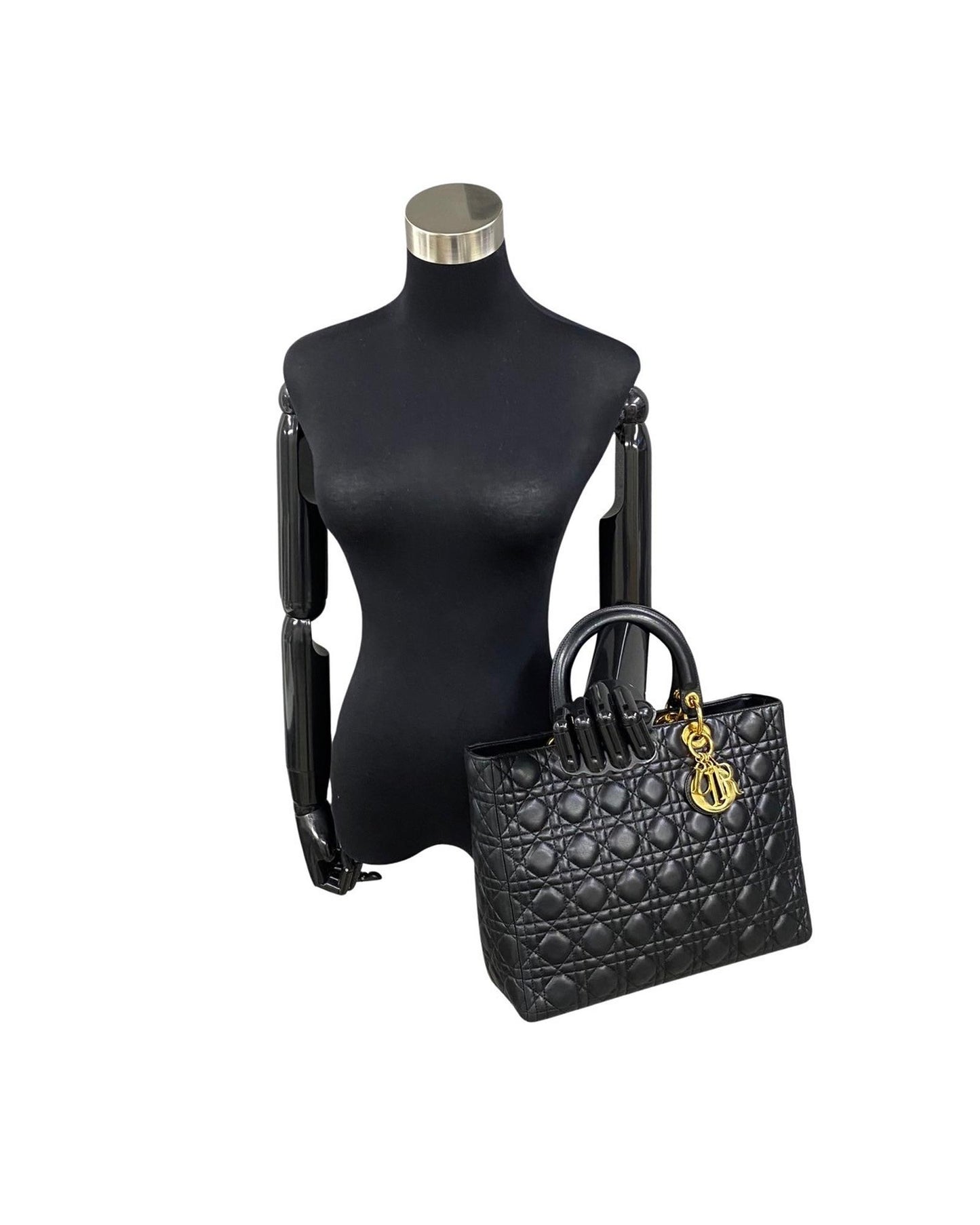 Dior Women's Large Leather Cannage Lady Bag in Black