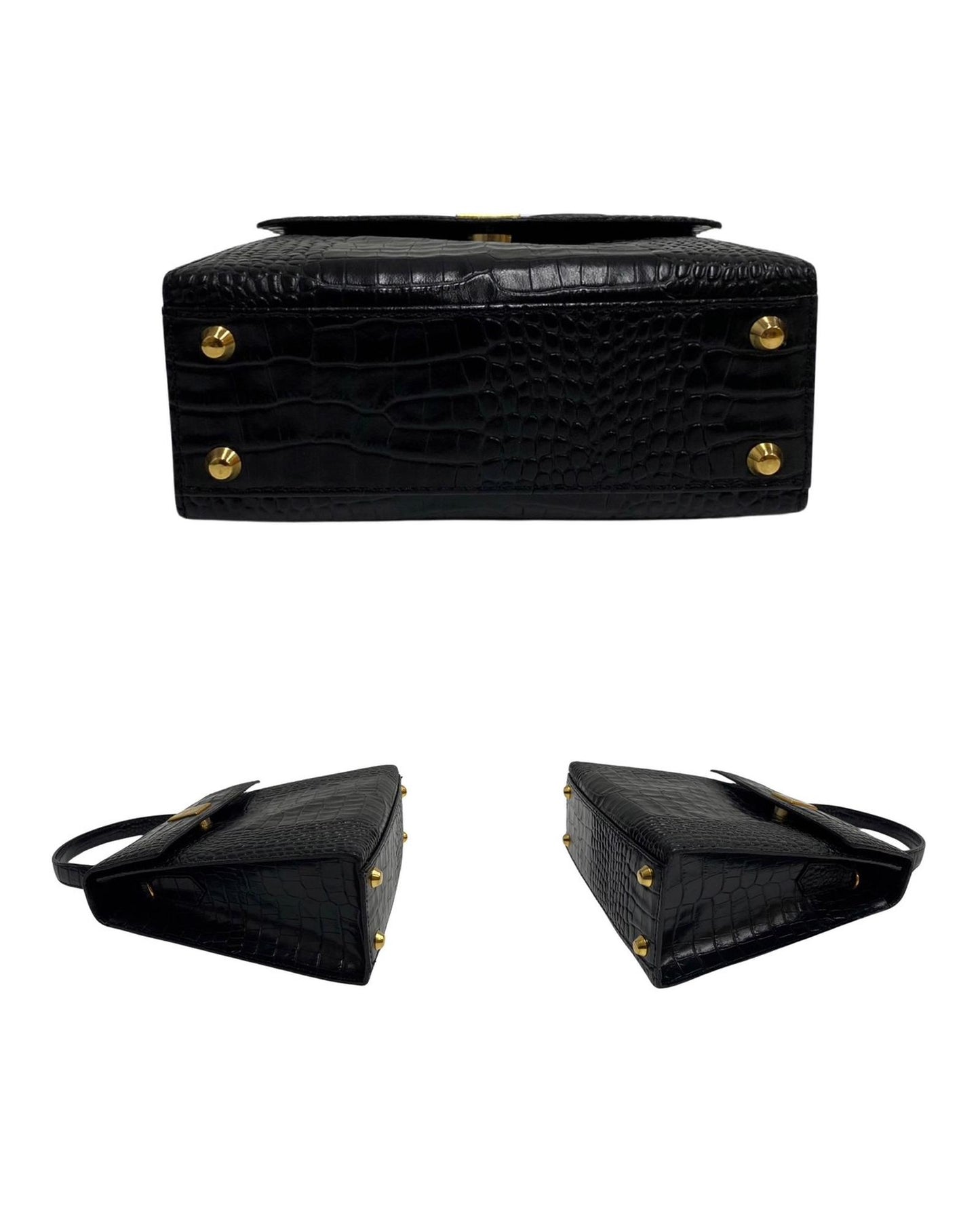 Yves Saint Laurent Women's YSL Black Leather Top Handle Handbag in Black