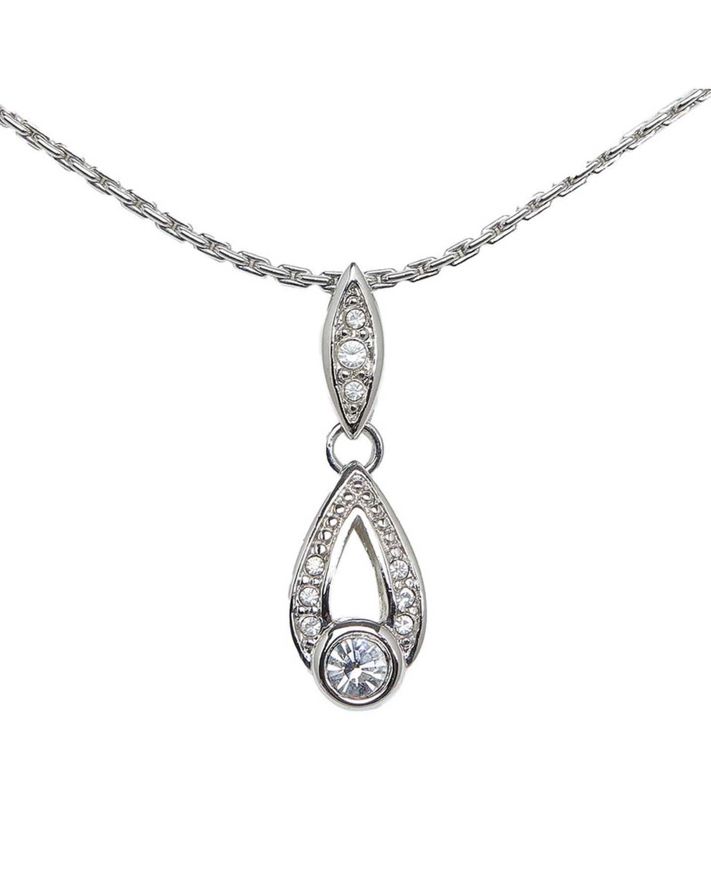 Dior Women's Silver Rhinestone Pendant Necklace in Silver