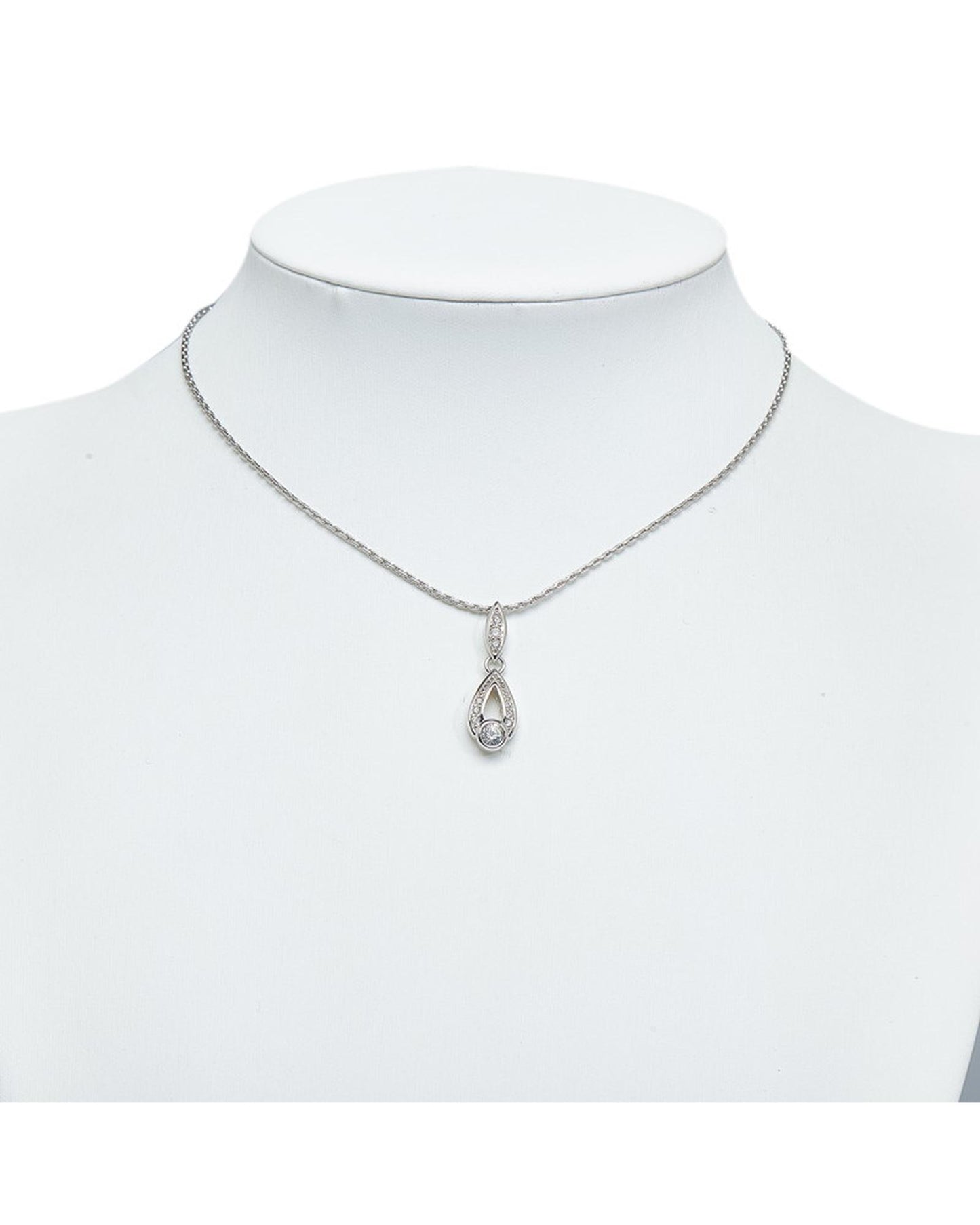 Dior Women's Silver Rhinestone Pendant Necklace in Silver