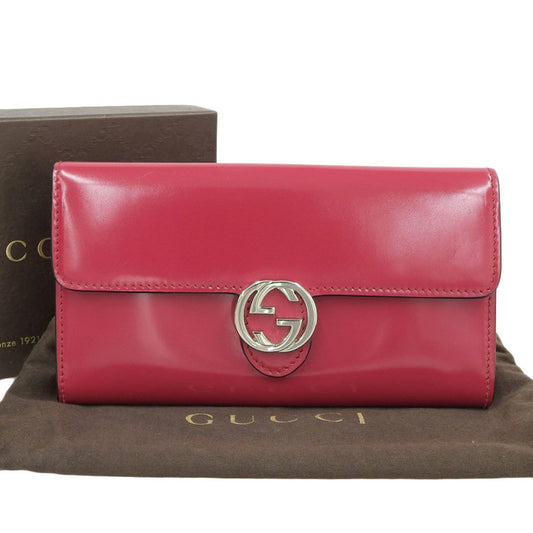 Gucci Women's Patent Leather Interlocking G Wallet by Gucci in Red