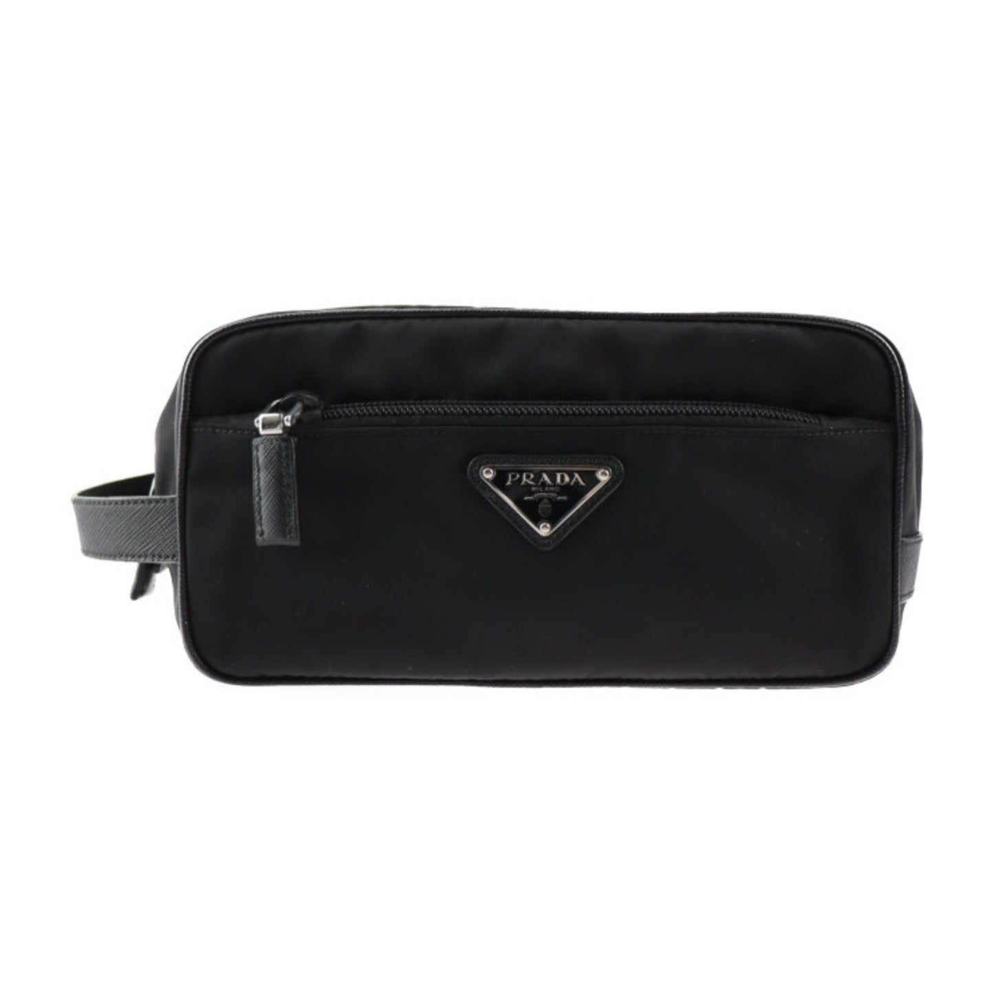 Prada Unisex Black Nylon and Leather Clutch and Handbag in Black