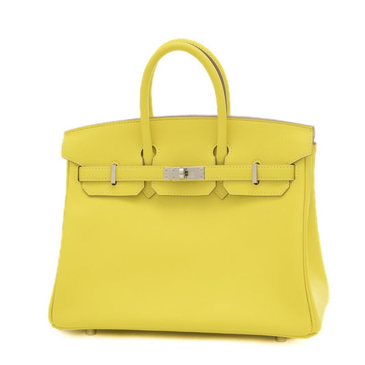 Hermes Women's Fine Leather Flap Handbag with Coordinating Handles and Hardware in Yellow
