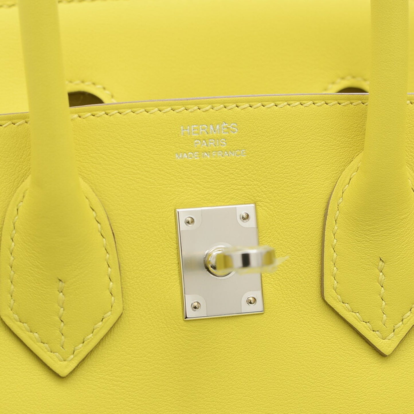 Hermes Women's Fine Leather Flap Handbag with Coordinating Handles and Hardware in Yellow