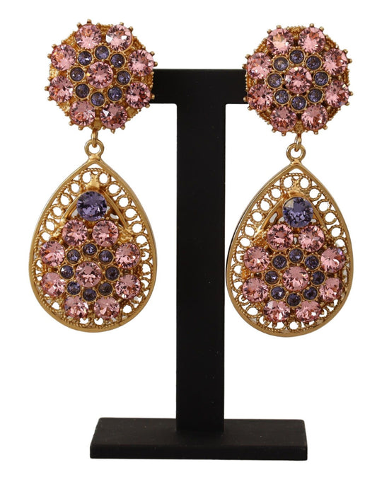 Dolce & Gabbana Women's Gold Crystal DG SICILY Clip-on Jewelry Dangling Earrings