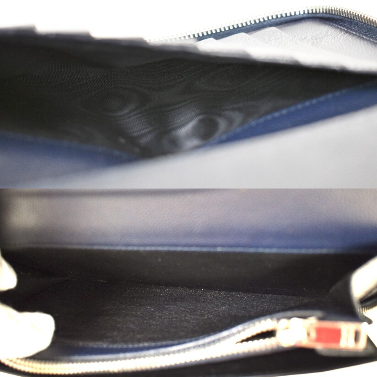 Yves Saint Laurent Women's Navy Leather Zip-Around Bifold Wallet in Navy