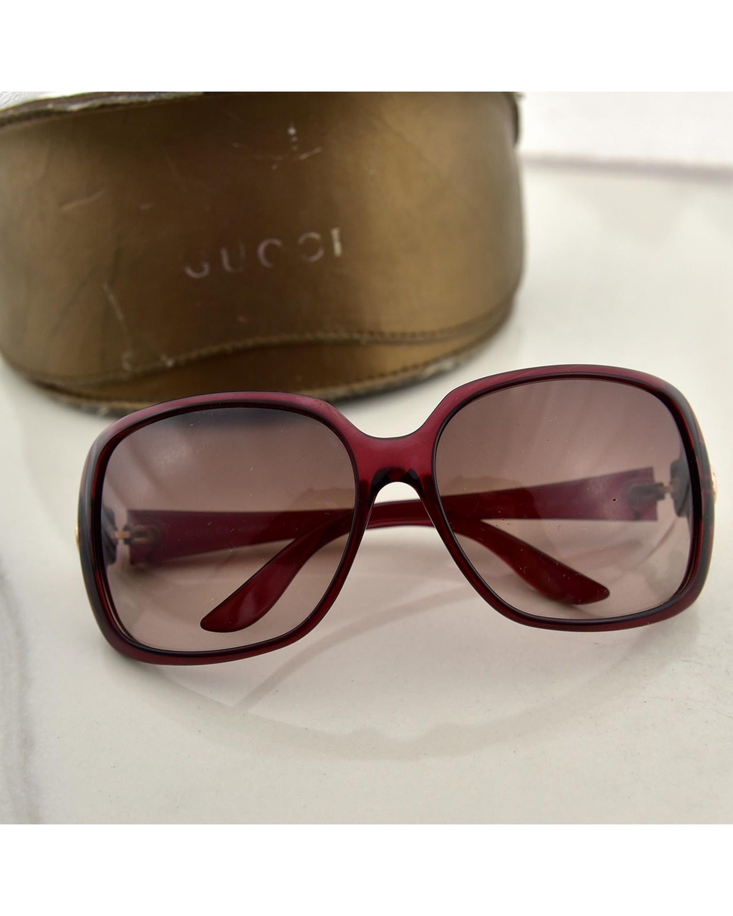 Gucci Women's Oversize Interlocking G Logo Sunglasses - Red in Red