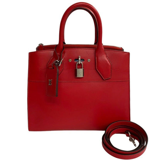 Louis Vuitton Women's Elegant Red Leather Handbag in Red