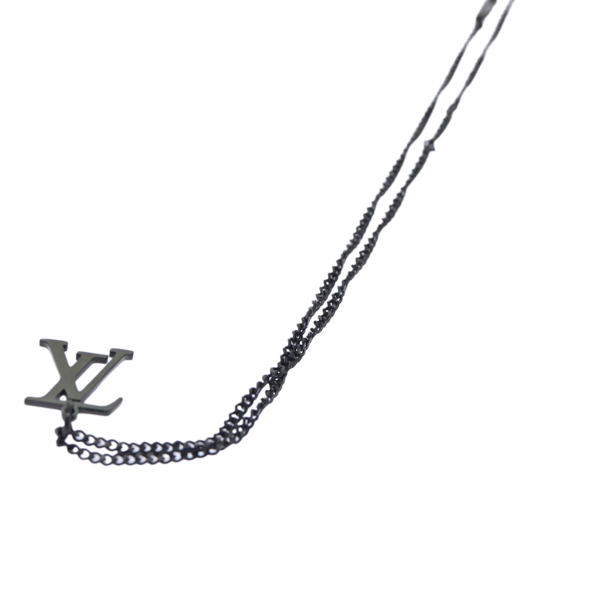 Louis Vuitton Women's Black Metal Necklace with Iconic Design in Black