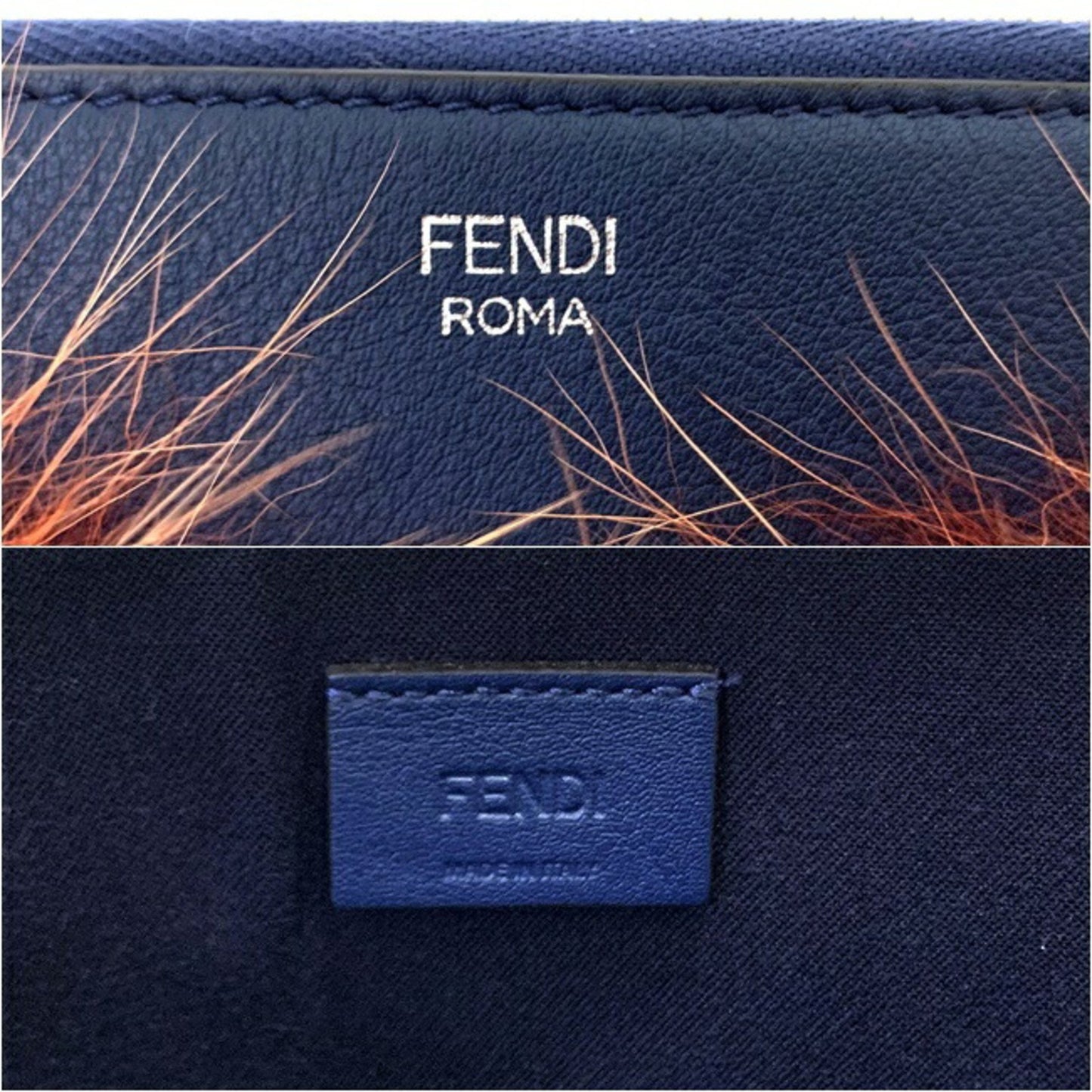 Fendi Unisex Fendi Monster Leather Handbag in Navy