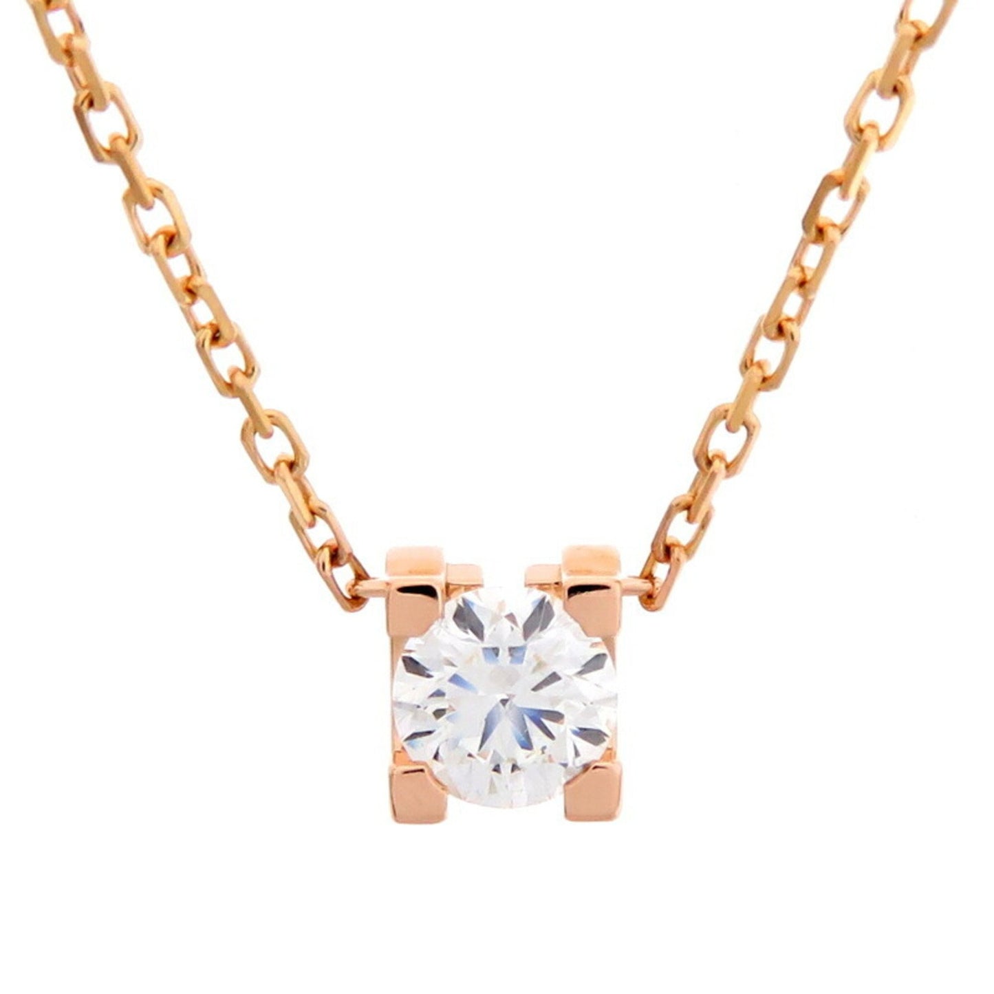 Cartier Women's Rose Gold Diamond Necklace in Pink