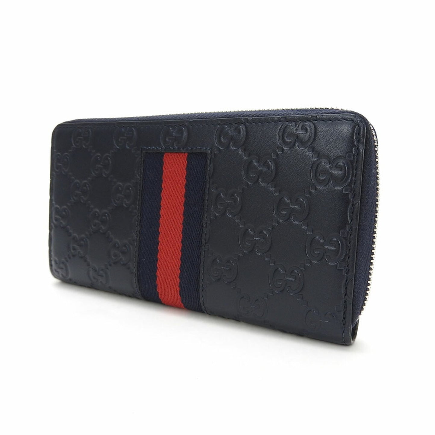 Gucci Men's Navy Leather Zipper Wallet in Navy