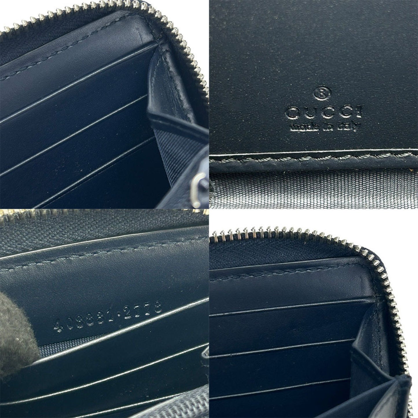Gucci Men's Navy Leather Zipper Wallet in Navy