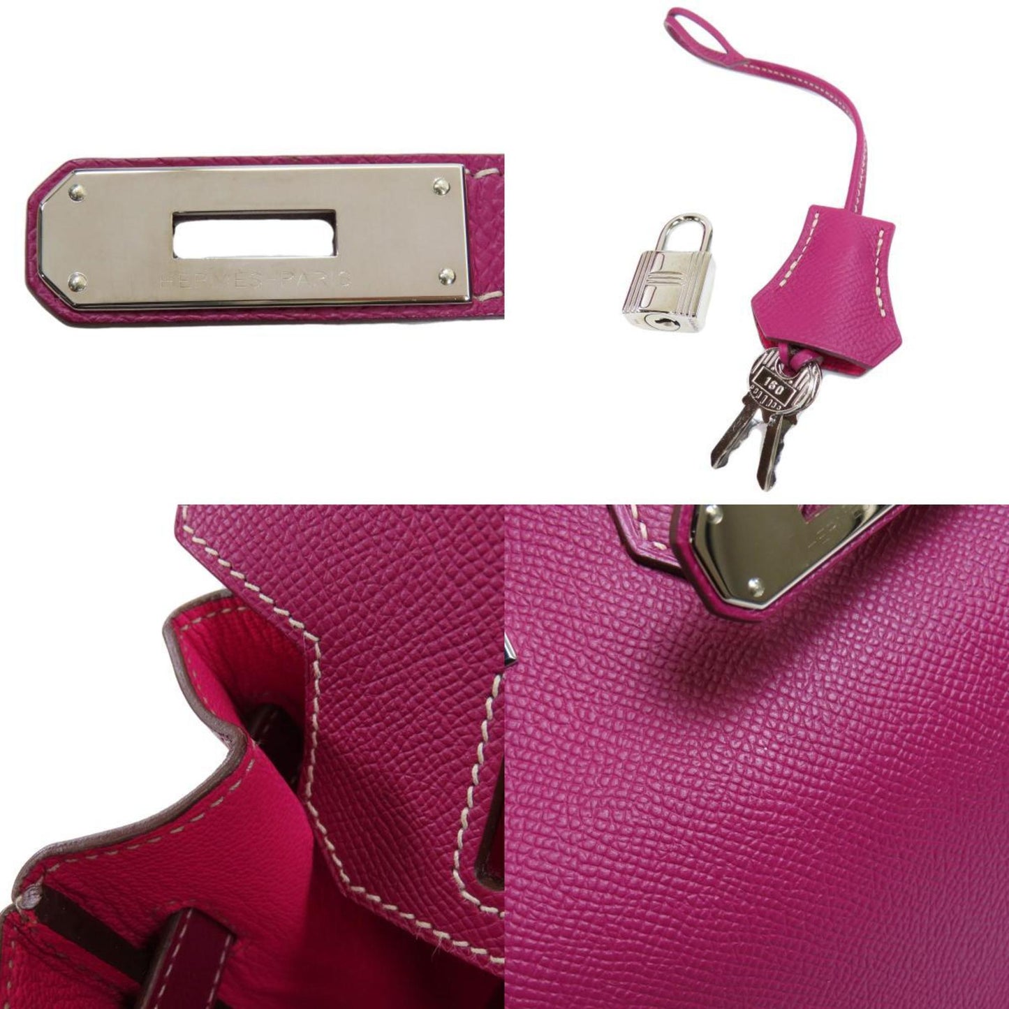 Hermes Women's Pink Leather Hermes Birkin Handbag in Pink