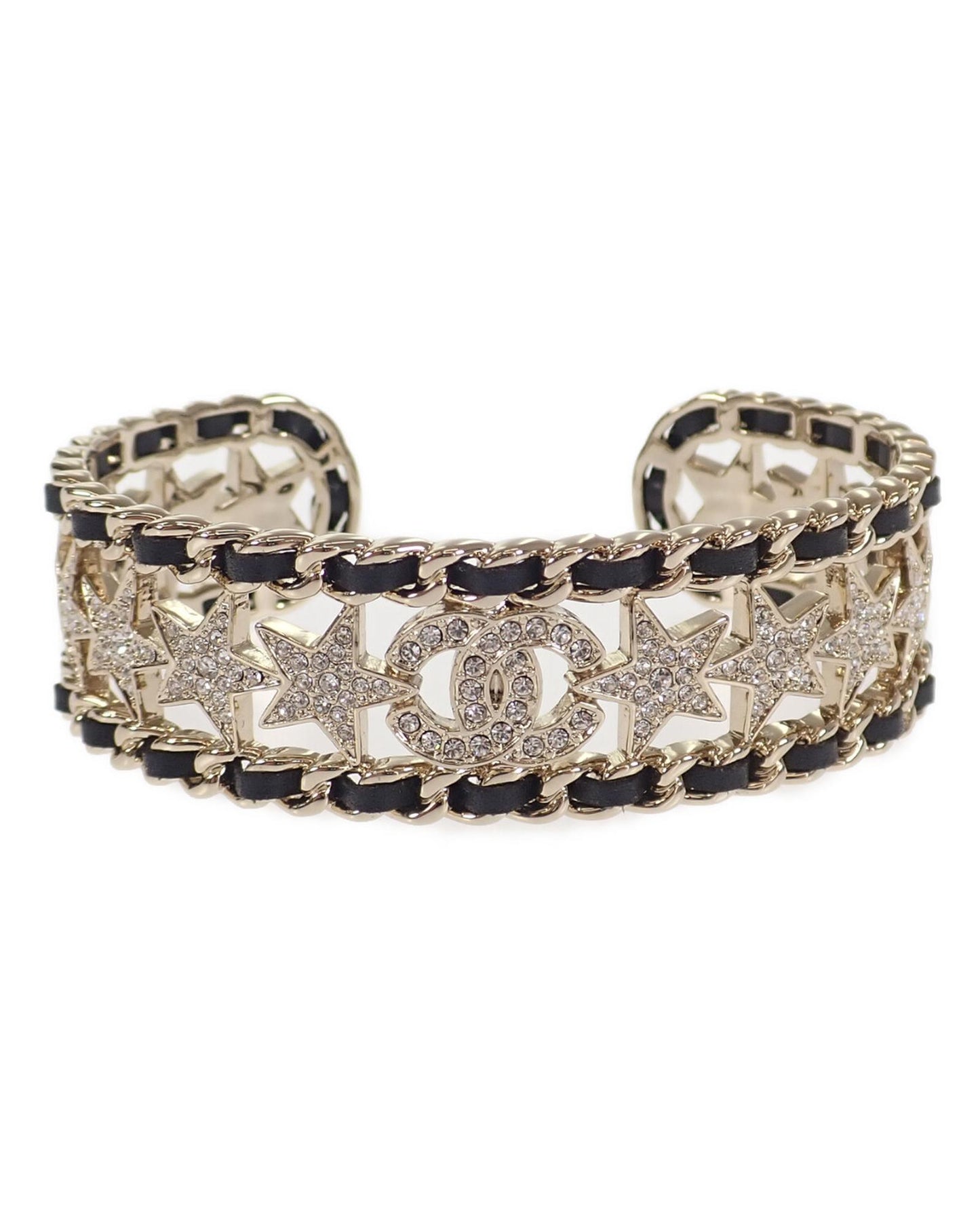 Chanel Women's Rhinestone Star Gold Bangle Jewelry in Gold