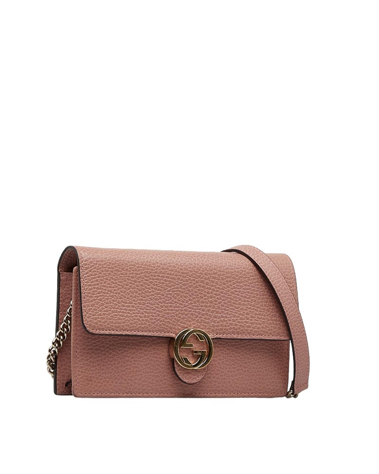 Gucci Women's Interlocking G Leather Wallet On Chain Bag in Pink