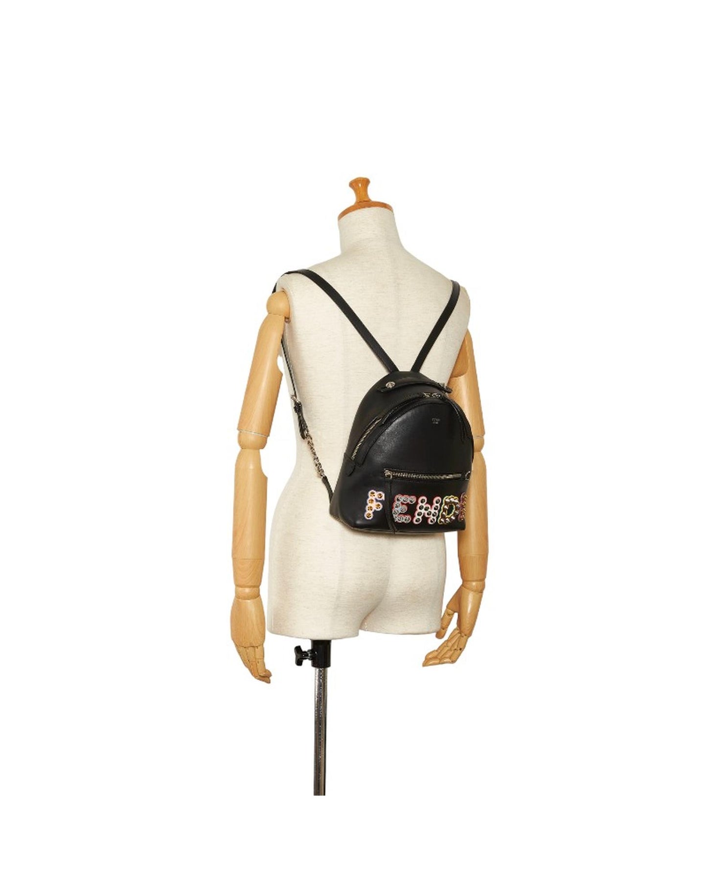 Fendi Women's Fun Fair Studded Mini Backpack Bag in Black