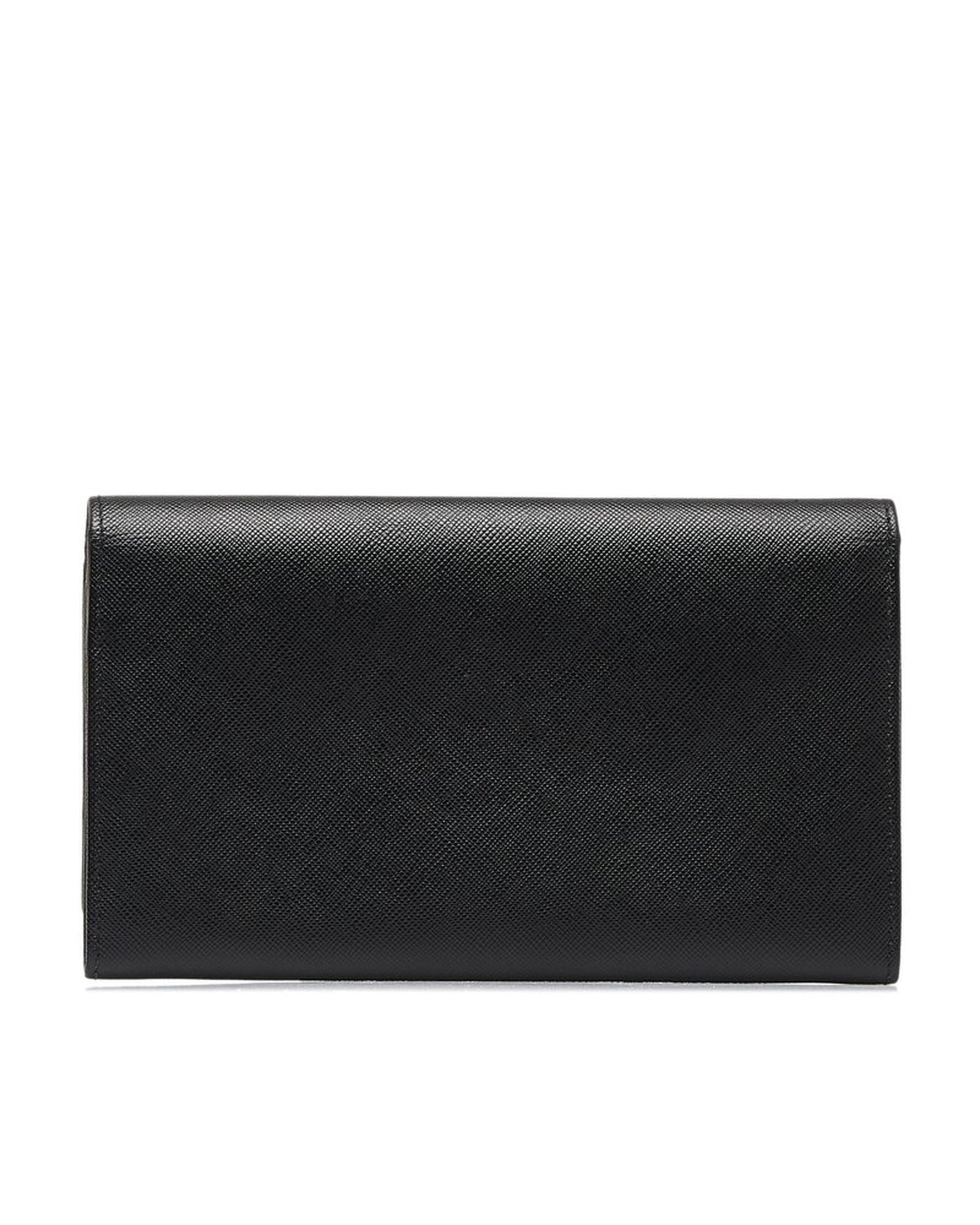 Prada Women's Black Saffiano Leather Flap Wallet in Black