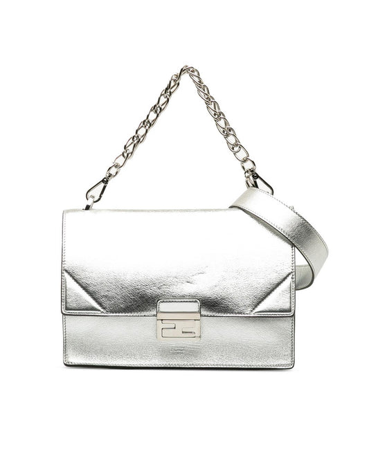 Fendi Women's Silver Leather Shoulder Bag in Excellent Condition in Silver