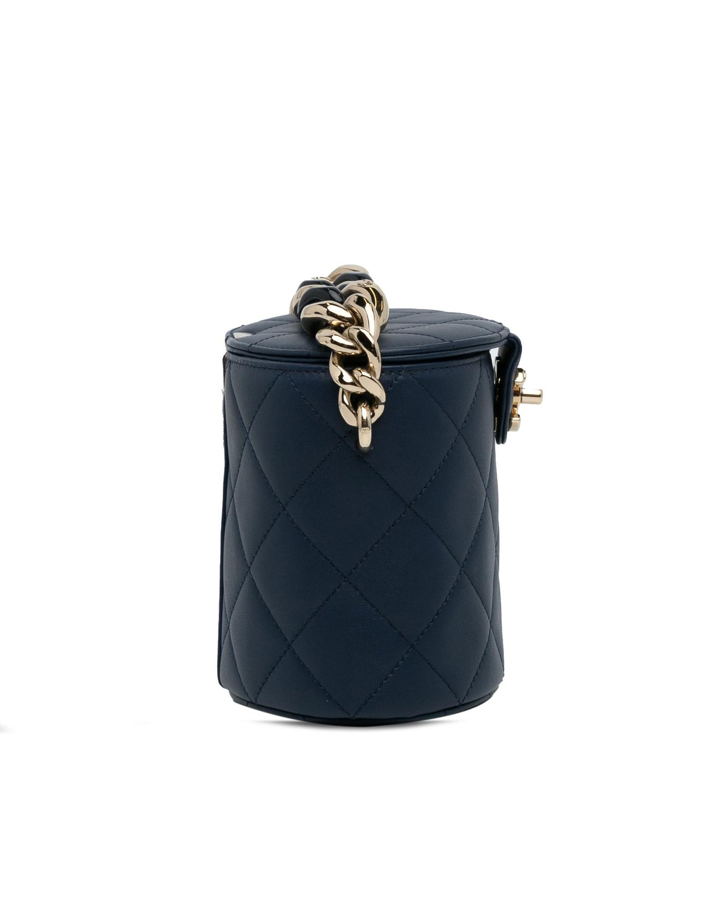 Chanel Women's Quilted Leather Chain Strap Vanity Bag in Blue