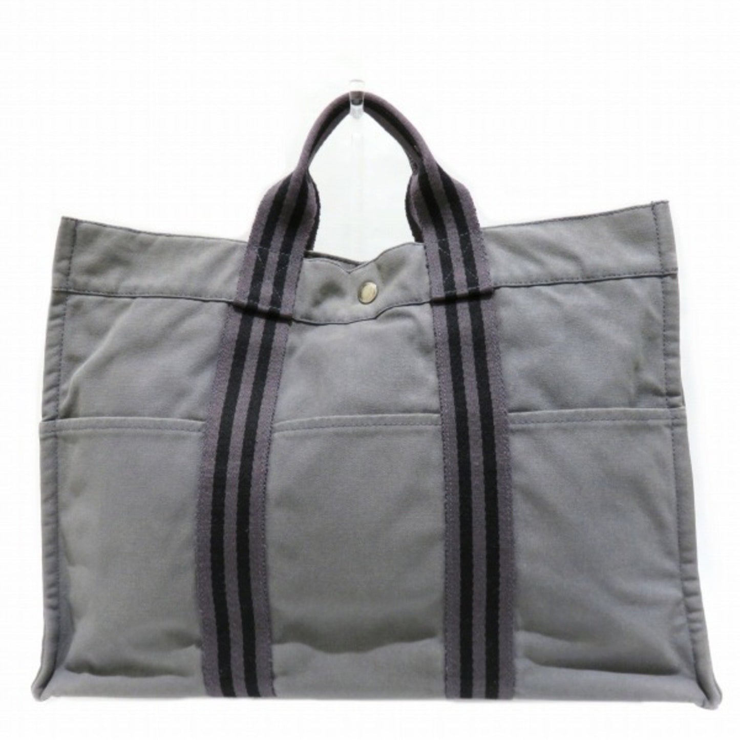 Hermes Unisex Canvas Handbag with Timeless Design and High-Quality Material in Grey