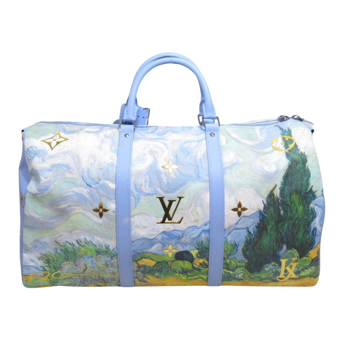 Louis Vuitton Unisex Premium Blue Canvas Boston Bag for Travel or Everyday Use - Excellent Condition in Blue