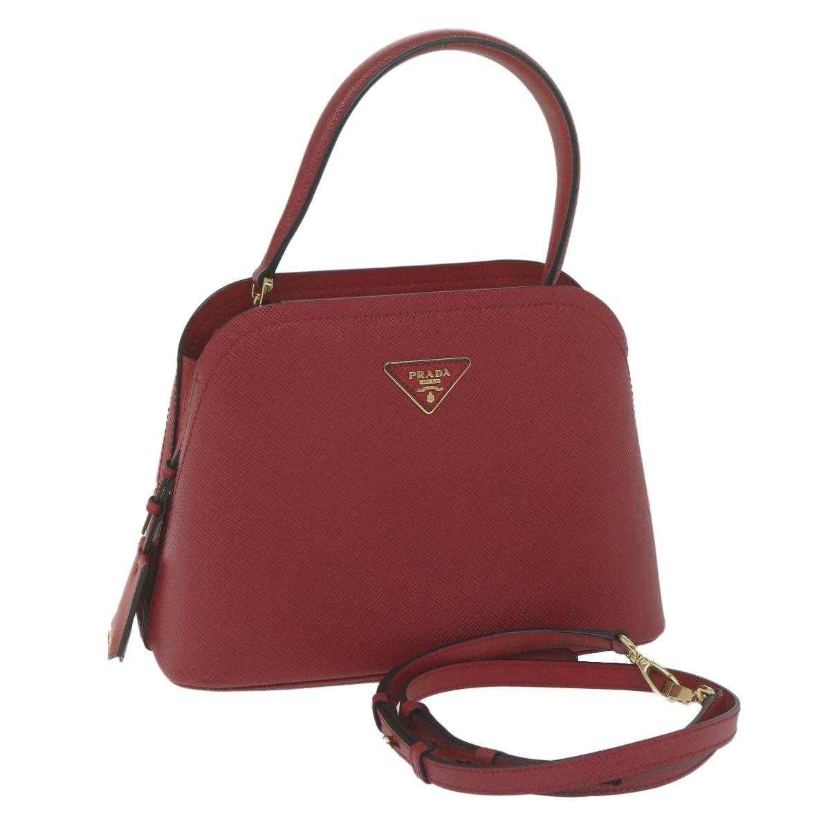 Prada Women's Luxurious Red Leather Hand Bag with Textured Finish by Prada in Red