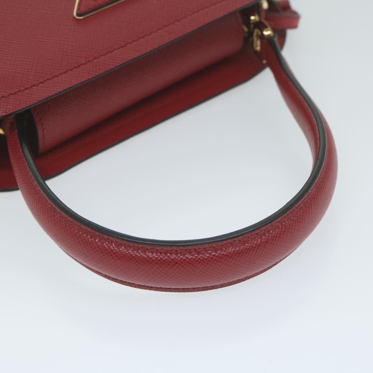 Prada Women's Luxurious Red Leather Hand Bag with Textured Finish by Prada in Red