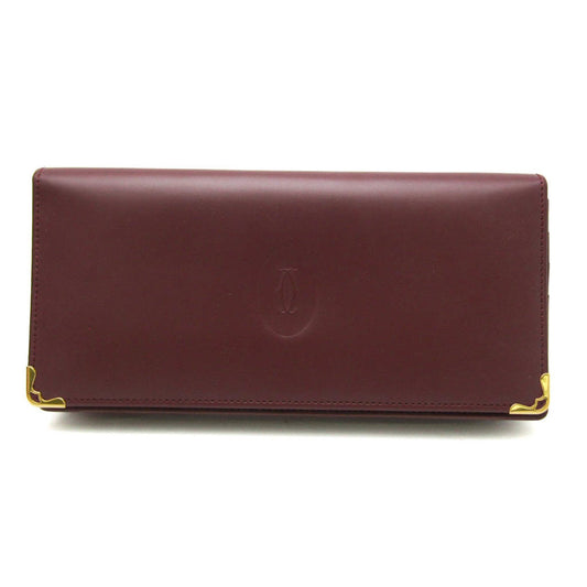 Cartier Women's Bordeaux Leather Bi-Fold Wallet in Burgundy