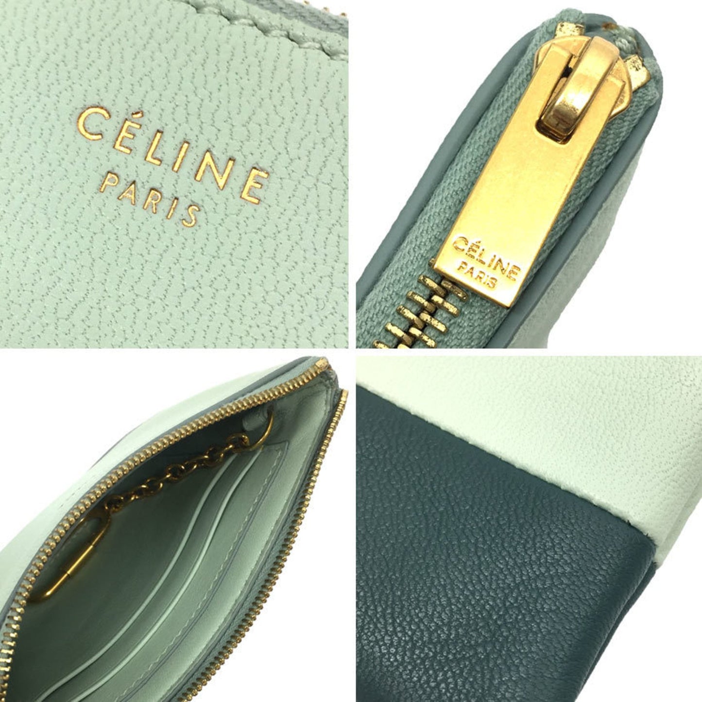 Celine Women's Luxurious Green Leather Coin Purse/Coin Case by Celine in Green