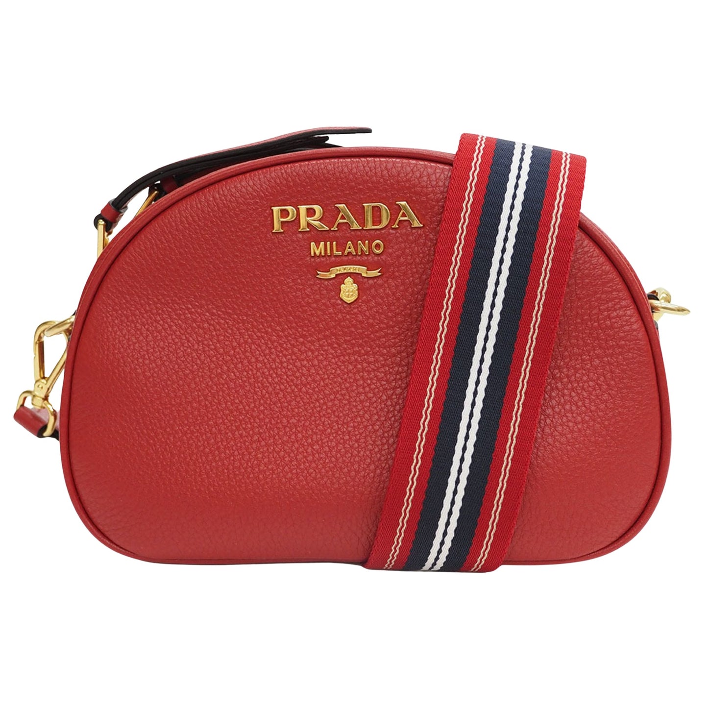 Prada Women's Luxurious Red Leather Shoulder Bag with Iconic Design by Italian Craftsmen in Red