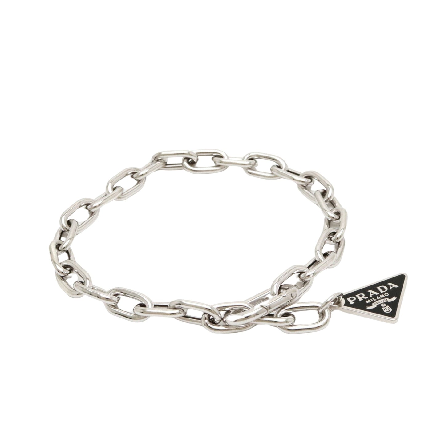 Prada Women's Luxury Silver Triangle Logo Charm Bracelet - Prada in Silver