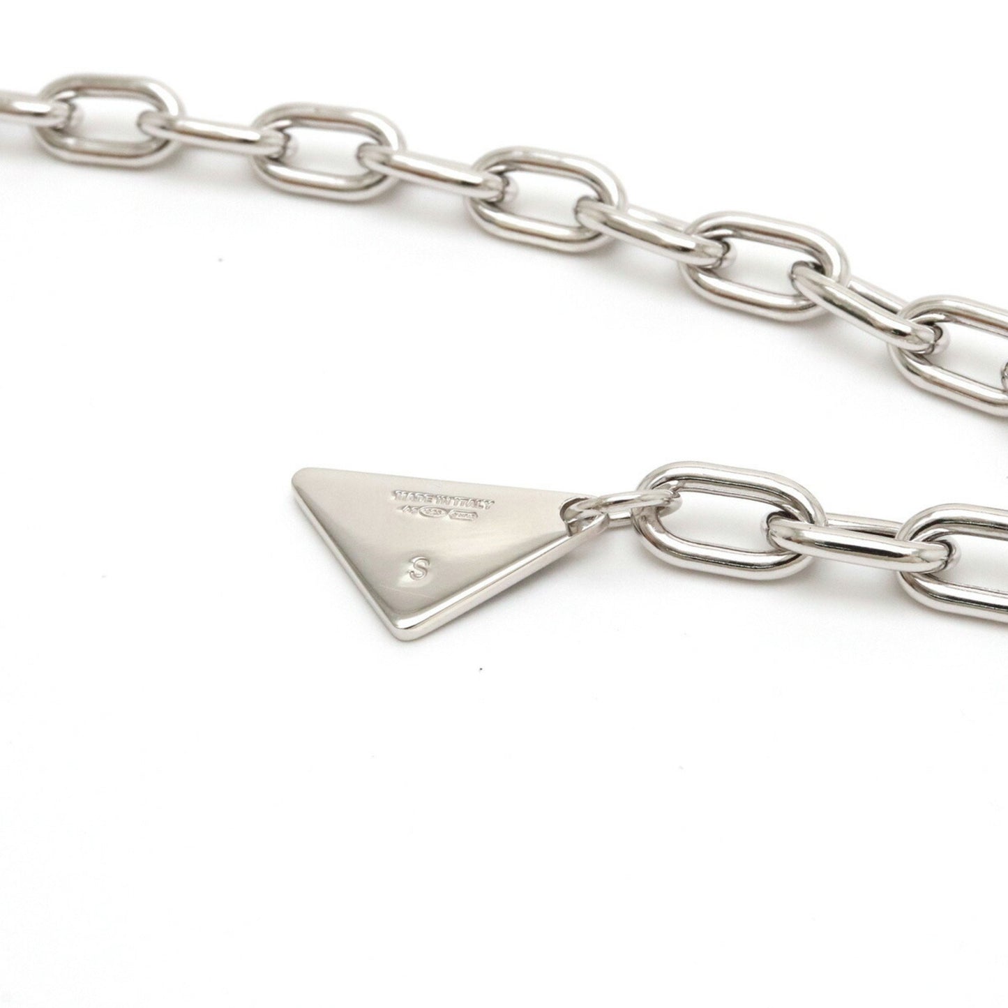 Prada Women's Luxury Silver Triangle Logo Charm Bracelet - Prada in Silver