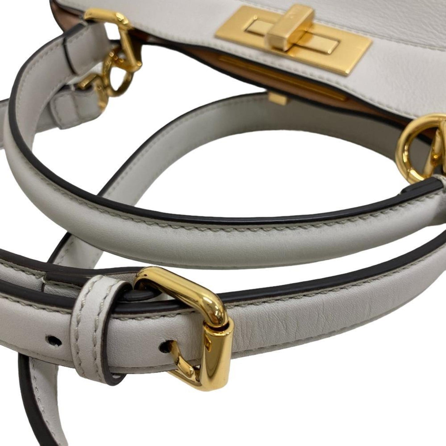 Fendi Women's Elegant Leather Handbag with Shoulder Strap by Famous Designer in Grey