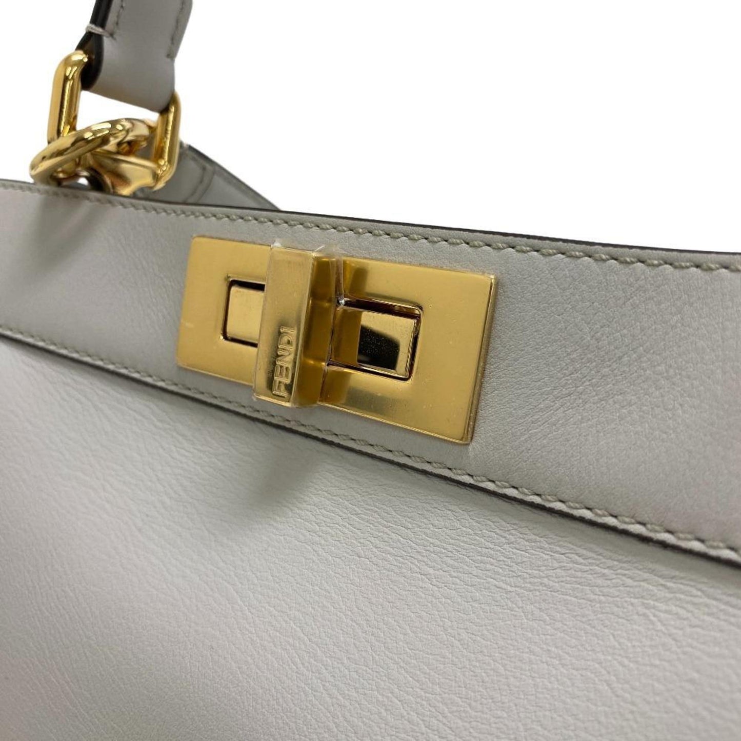 Fendi Women's Elegant Leather Handbag with Shoulder Strap by Famous Designer in Grey