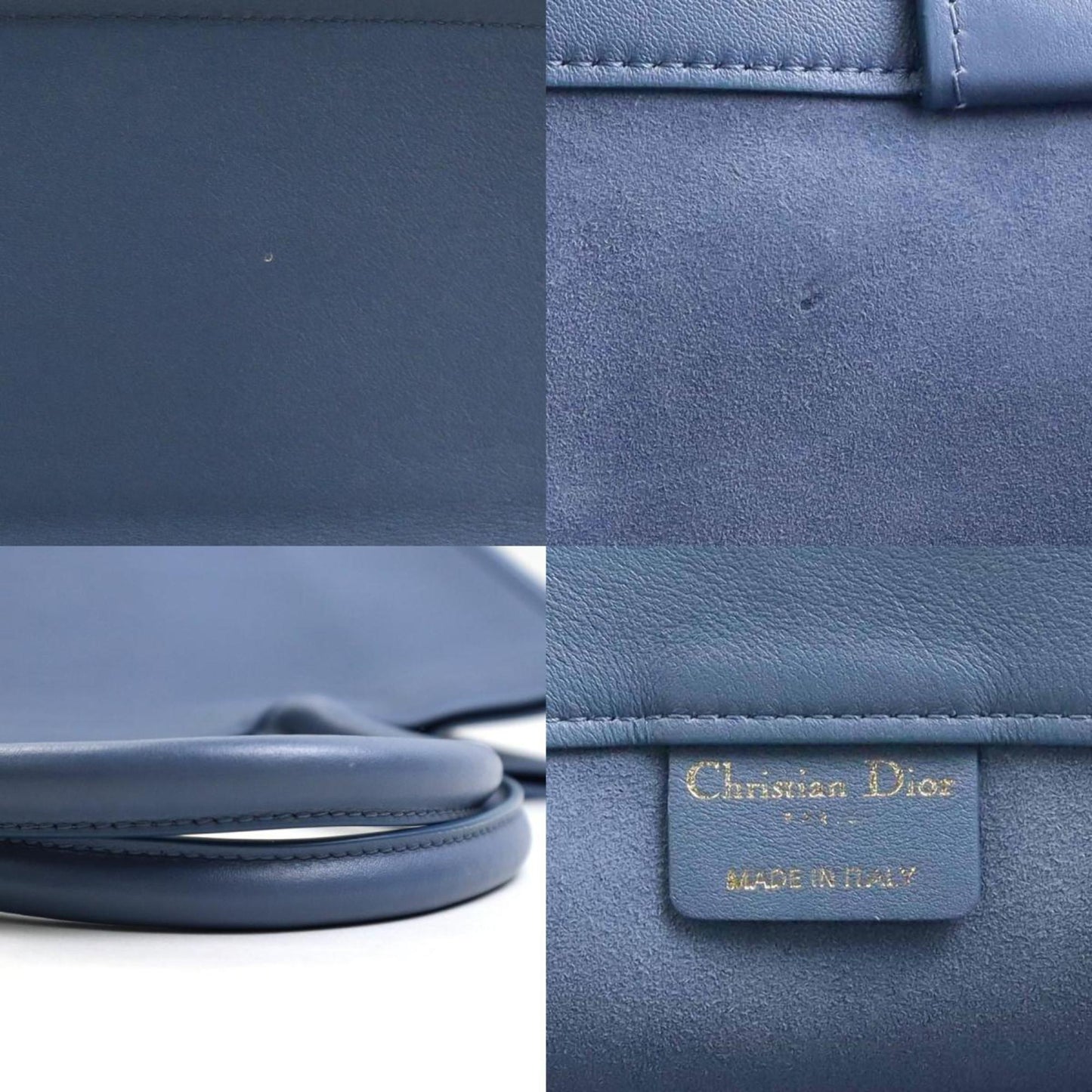 Dior Unisex Blue Leather Handbag and Tote Bag in Blue