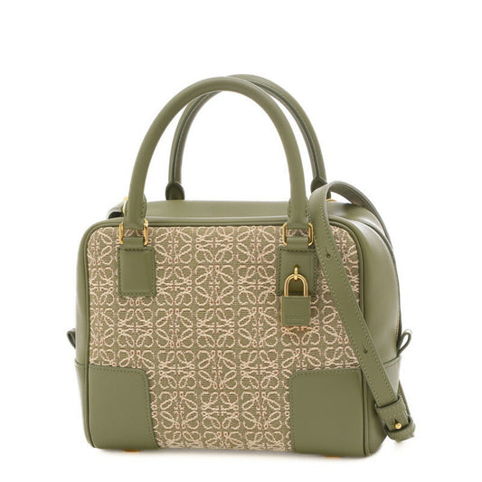 Loewe Women's Versatile Green Canvas Handbag with Dust Bag and Shoulder Strap in Green