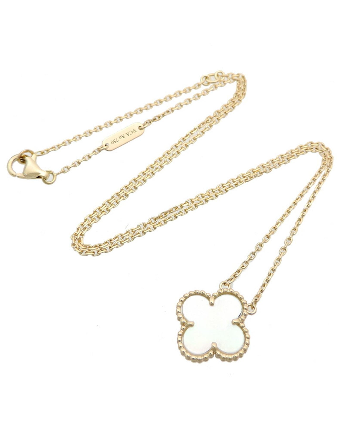 Van Cleef & Arpels Women's Vintage 18k Gold Alhambra Pendant Necklace in White