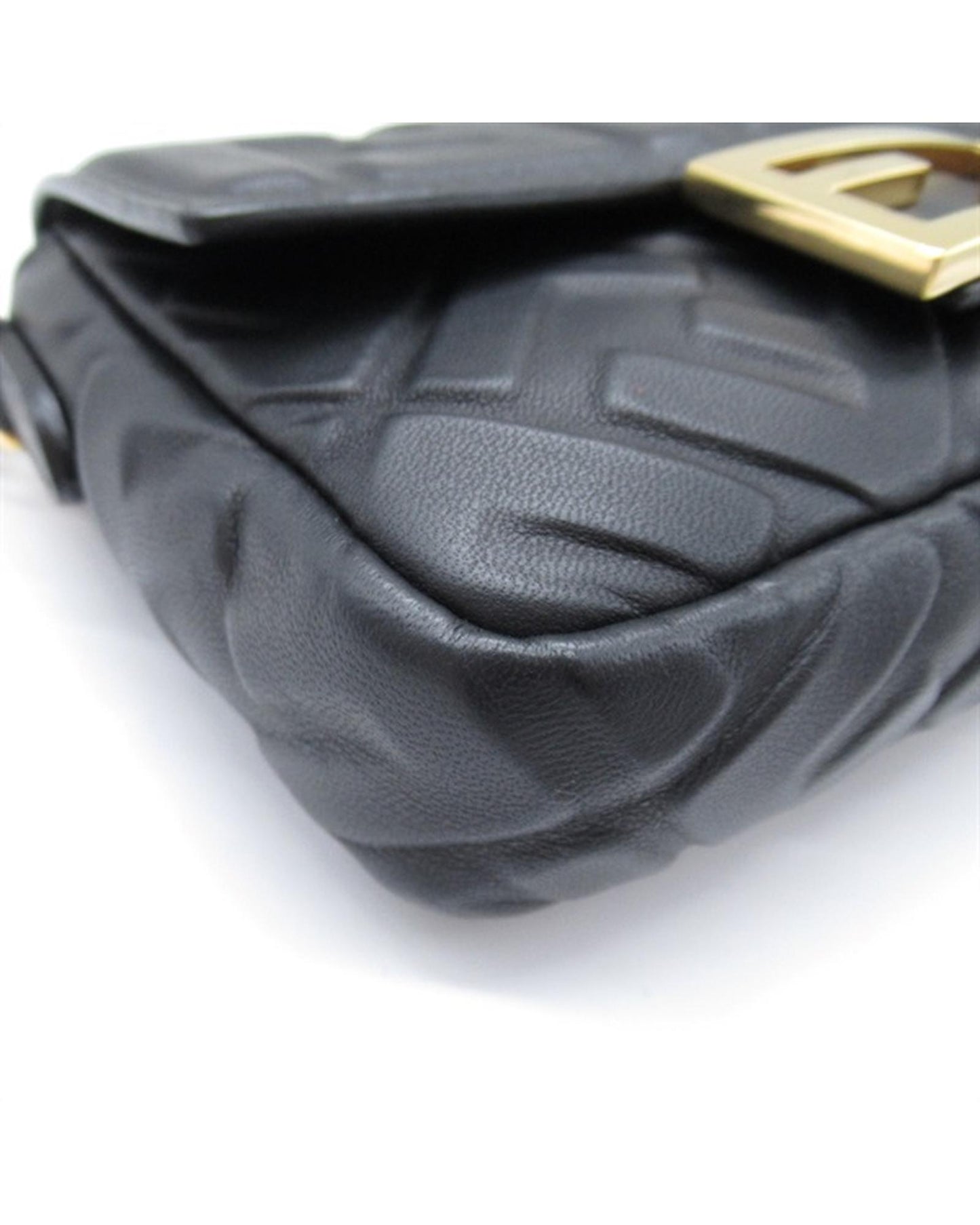Fendi Women's Embossed Zucca Baguette Bag in Black in Black