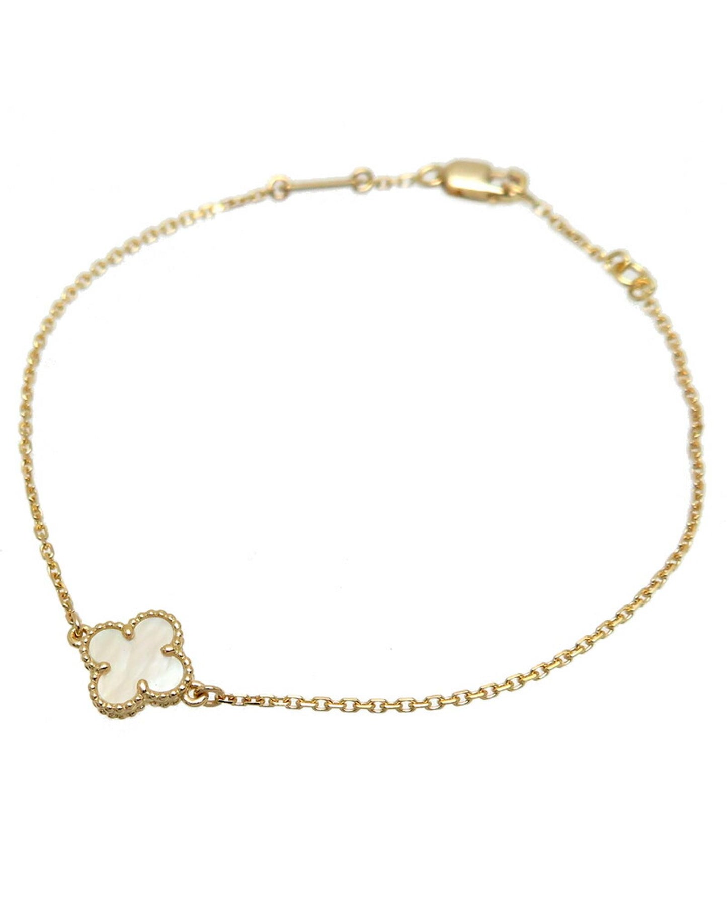 Van Cleef & Arpels Women's Mother of Pearl Alhambra Gold Bracelet in Gold