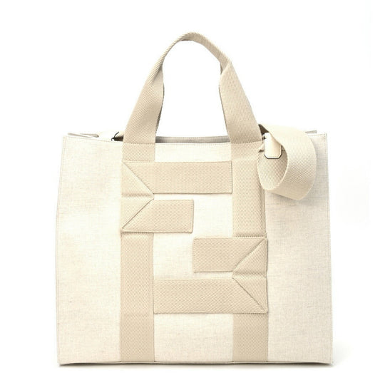 Fendi Women's Premium Canvas Tote Bag with Exceptional Craftsmanship in Beige