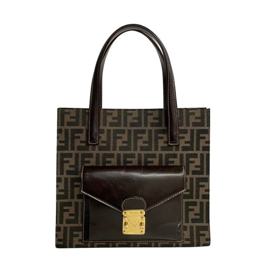 Fendi Women's Elegant Brown Canvas Leather Handbag with Timeless Design in Brown