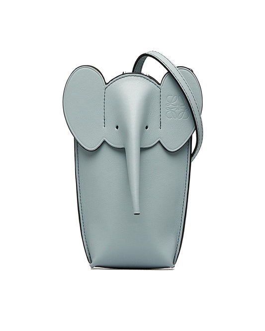 Loewe Women's Leather Elephant Pocket Crossbody Bag in Blue