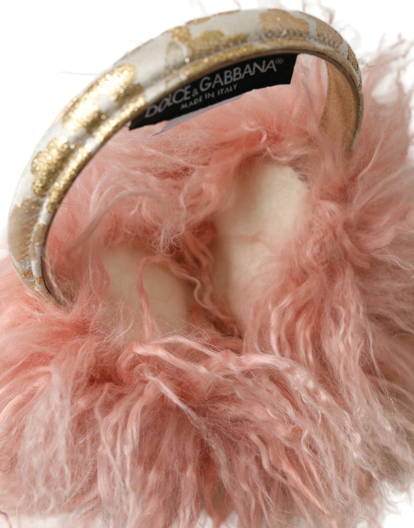 Dolce & Gabbana Women's Pink Shearling Fur Winter Warmer Headband Ear Muffs