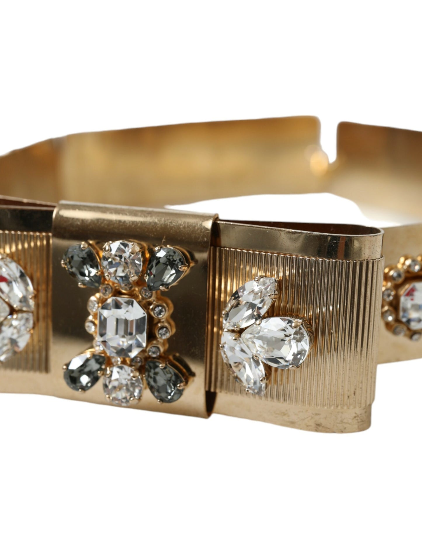 Dolce & Gabbana Women's Gold Tone Brass Crystal Embellished Belt
