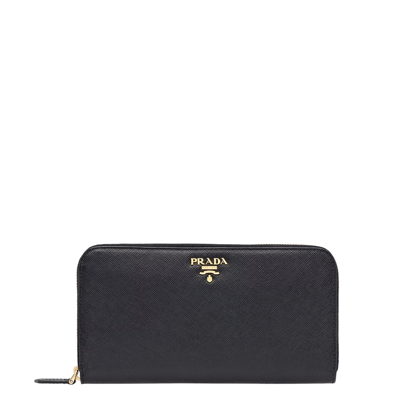 Prada Women's Multi-Compartment Leather Zip Wallet in Black